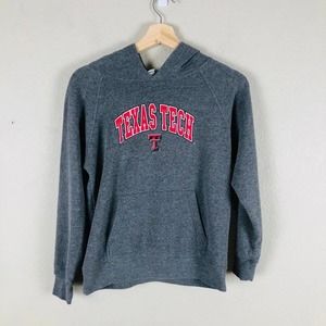 Texas Tech University Hoodie Sweater Boys Medium‎ Gray Red Logo Pullover Pocket